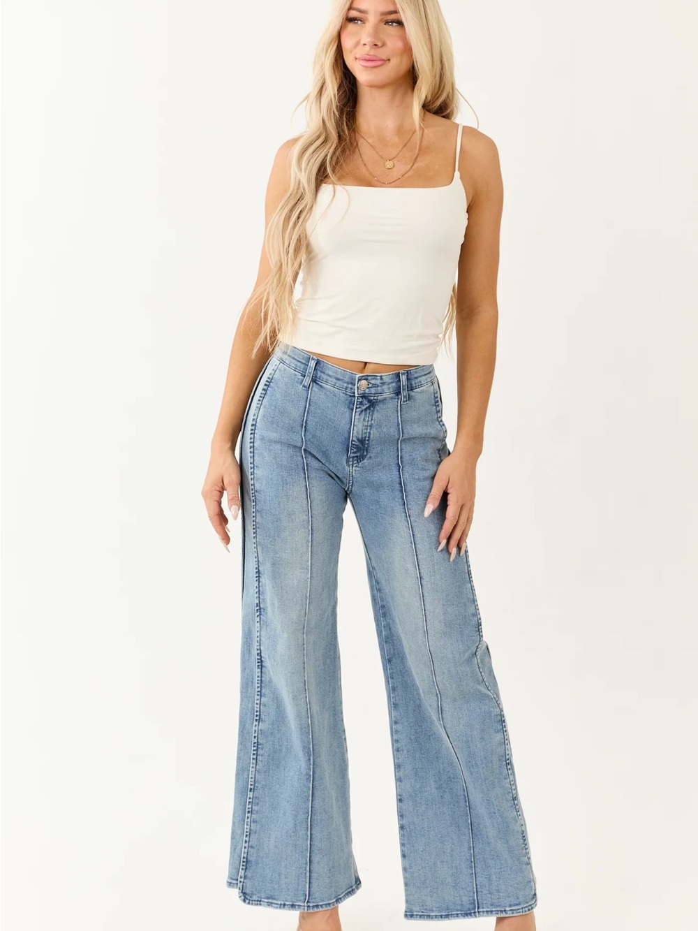 Saige Tummy Control Stretchy Wide Seam Detailed Jeans NWT Size 29 - Picture 3 of 16